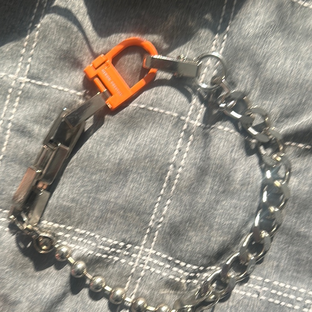 Heron Preston Silver and Orange Jewelry Chain